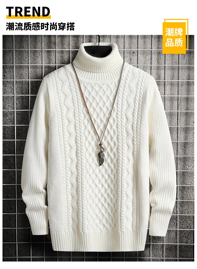 Men's Black Turtleneck Sweater Korean Style Slim Fit — feature 2