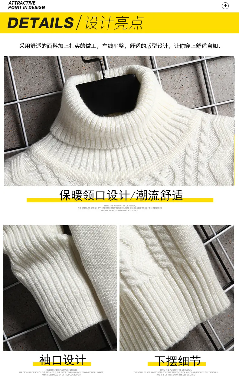 Men's Black Turtleneck Sweater Korean Style Slim Fit — feature 5