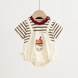Baby Cotton Cat Print Jumpsuit White Grey — feature 9