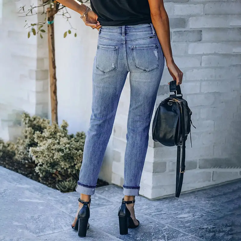 2021 Stretch Middle Waist Leg Jeans Women's Pants - Image 2