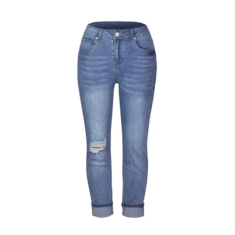 2021 Stretch Middle Waist Leg Jeans Women's Pants - Image 3