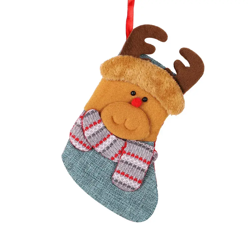 Old Bear Christmas Stocking with Deer Antlers - Image 4