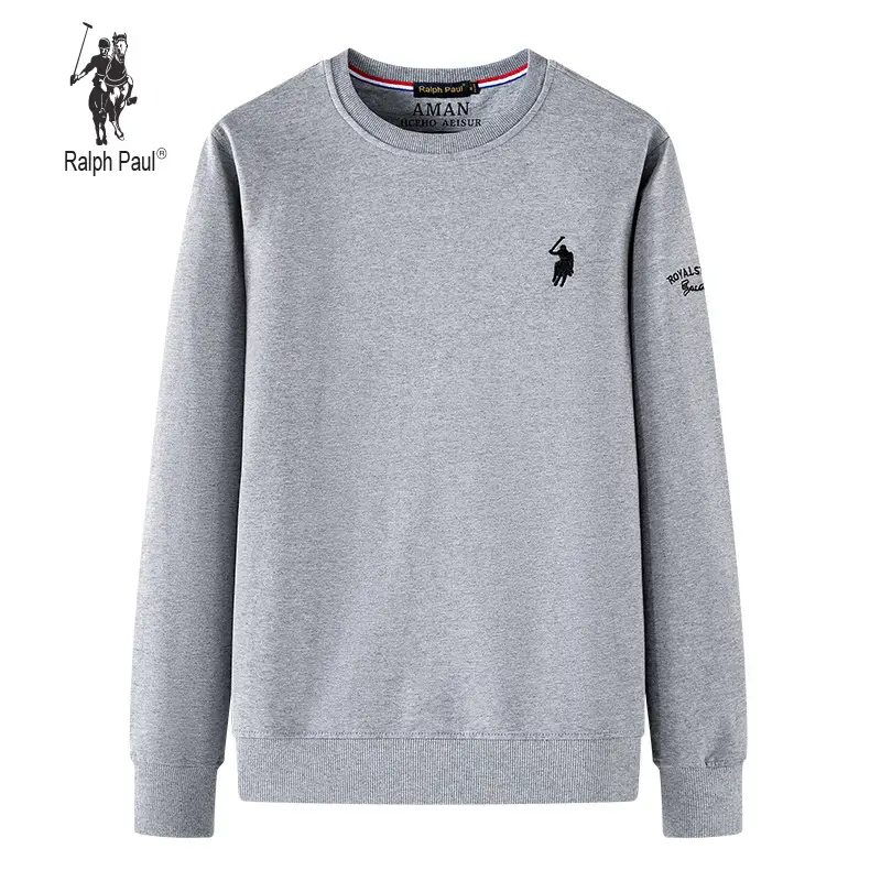 Larron Paul Men Grey Crewneck Sweatshirt Large
