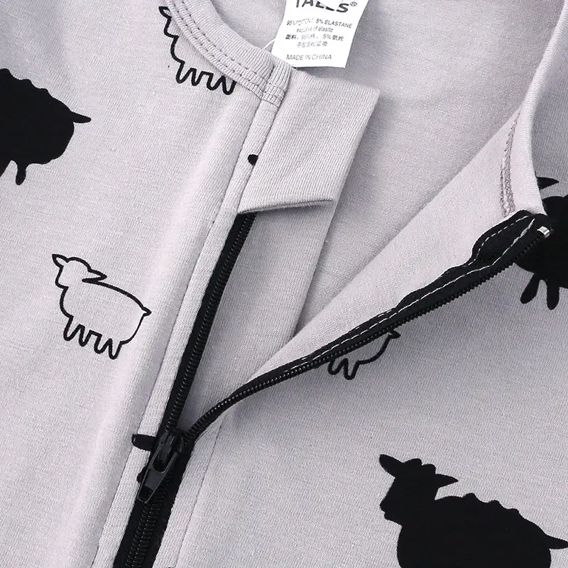 Baby One-Piece Hooded Necklet Set White Black Sheep Print