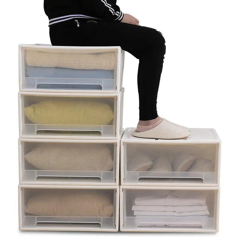 37L Transparent Stacked Wardrobe Drawer Storage Box - Image 7
