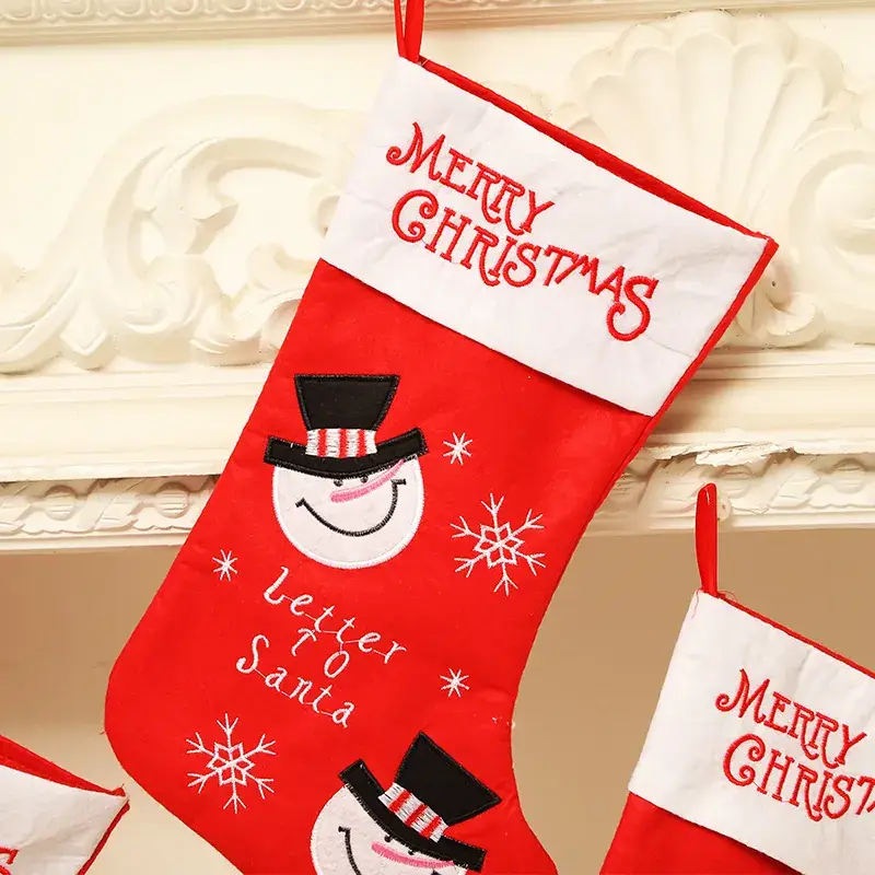 Red Elk Snowman Christmas Socks with Letter Santa Design - Image 2