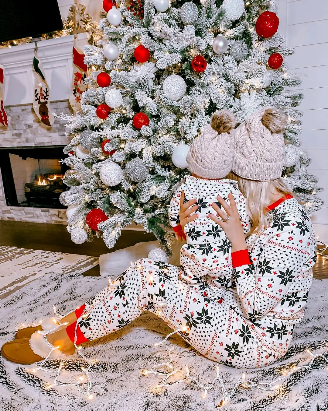 2022 Cross-border Christmas Pajamas for Kids & Adults Black White Patterned Set - Image 5