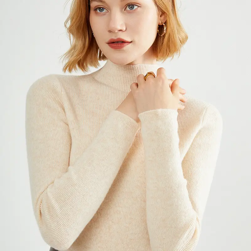 Women's Pure Color Knitted Half Turtleneck Shirt - Image 14
