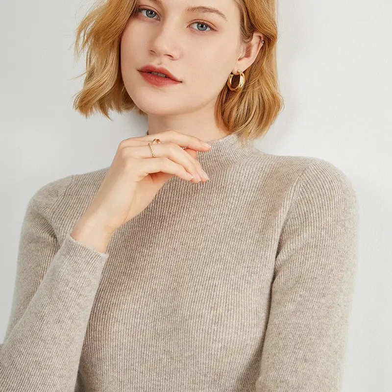 Women's Pure Color Knitted Half Turtleneck Shirt - Image 10