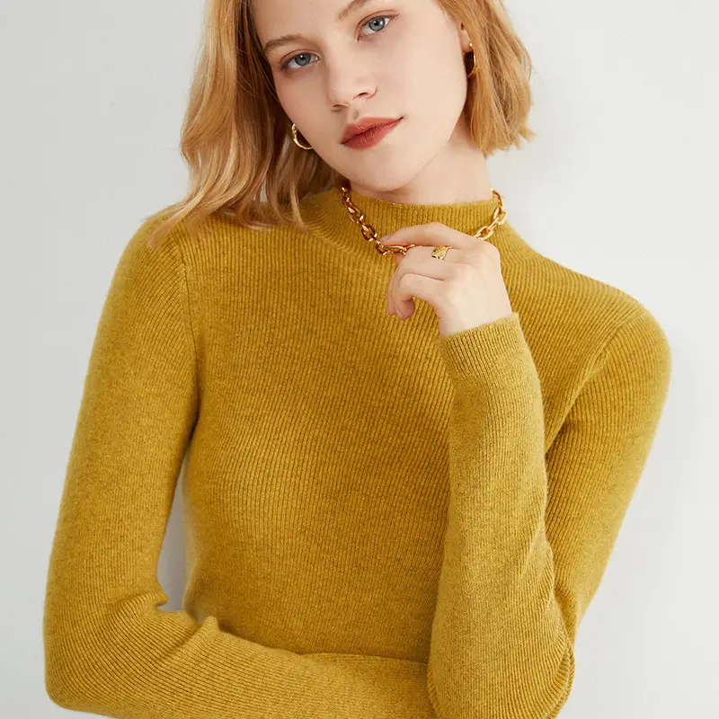 Women's Pure Color Knitted Half Turtleneck Shirt - Image 3