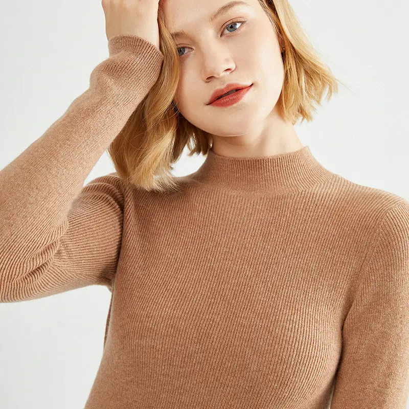 Women's Pure Color Knitted Half Turtleneck Shirt - Image 4