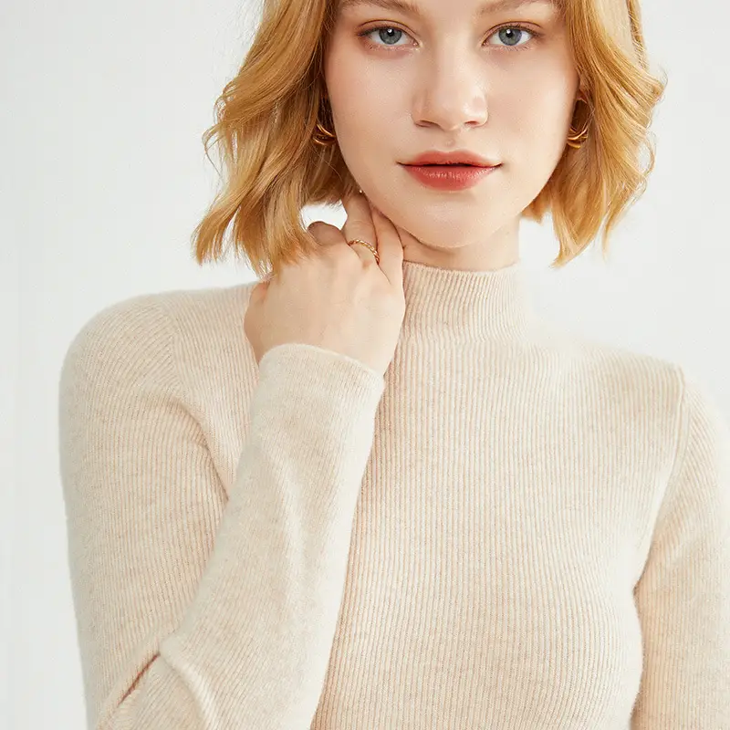 Women's Pure Color Knitted Half Turtleneck Shirt - Image 6
