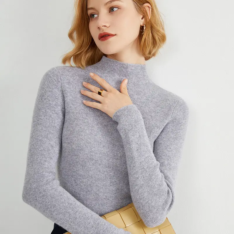 Women's Pure Color Knitted Half Turtleneck Shirt - Image 8