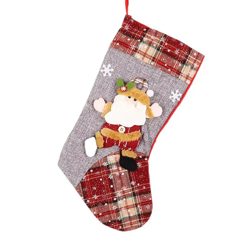 Christmas Bear Snowman Socks Red Plaid Design - Image 5