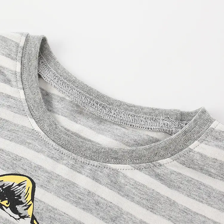 Kids Cotton Long Sleeve T-Shirt Gray Dinosaur Print