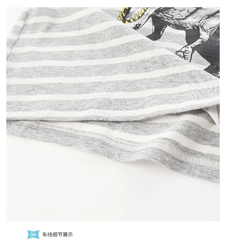 Kids Cotton Long Sleeve T-Shirt Gray Dinosaur Print — feature 8
