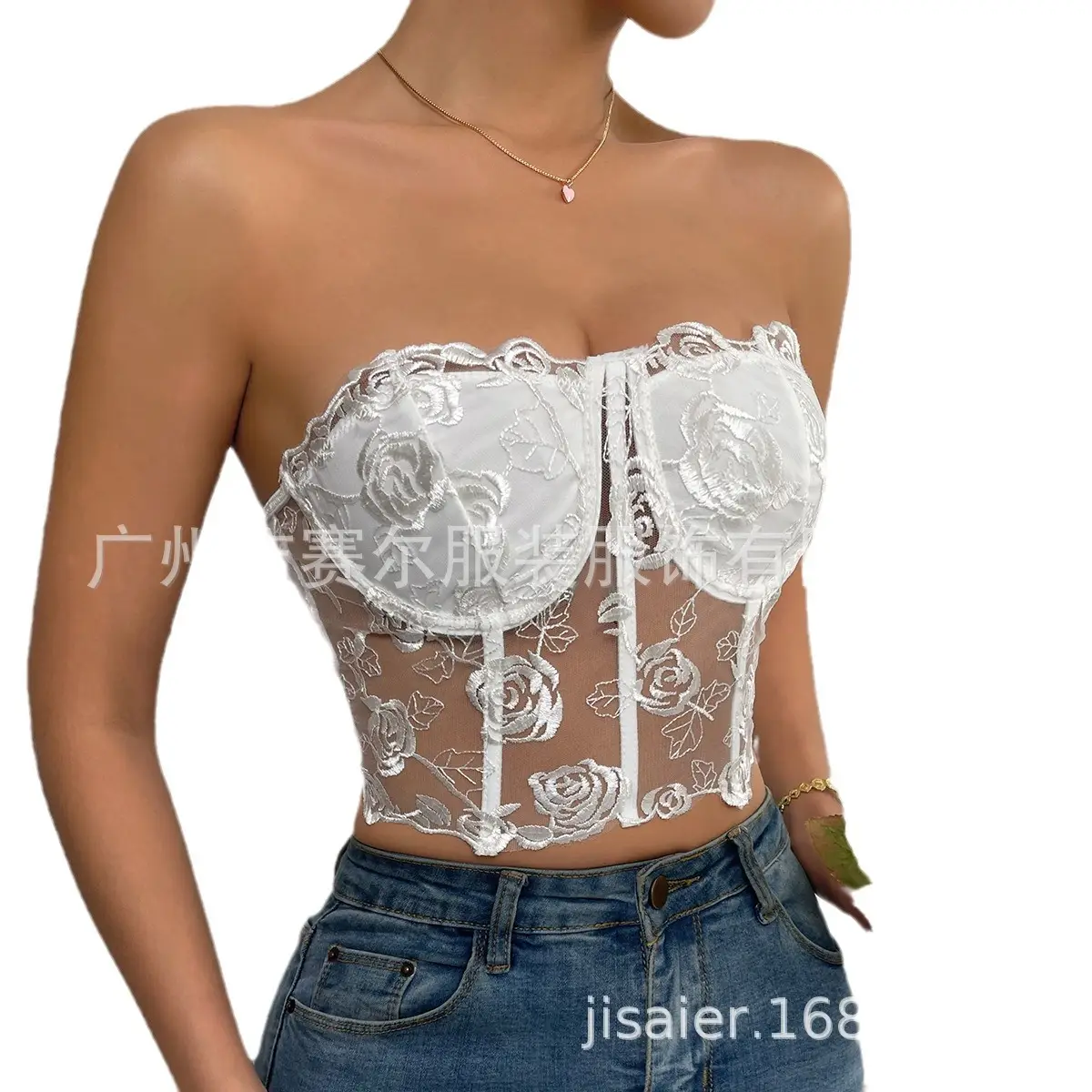 2023 Lace Mesh Rose Strapless Vest Spot 9434 - Image 17