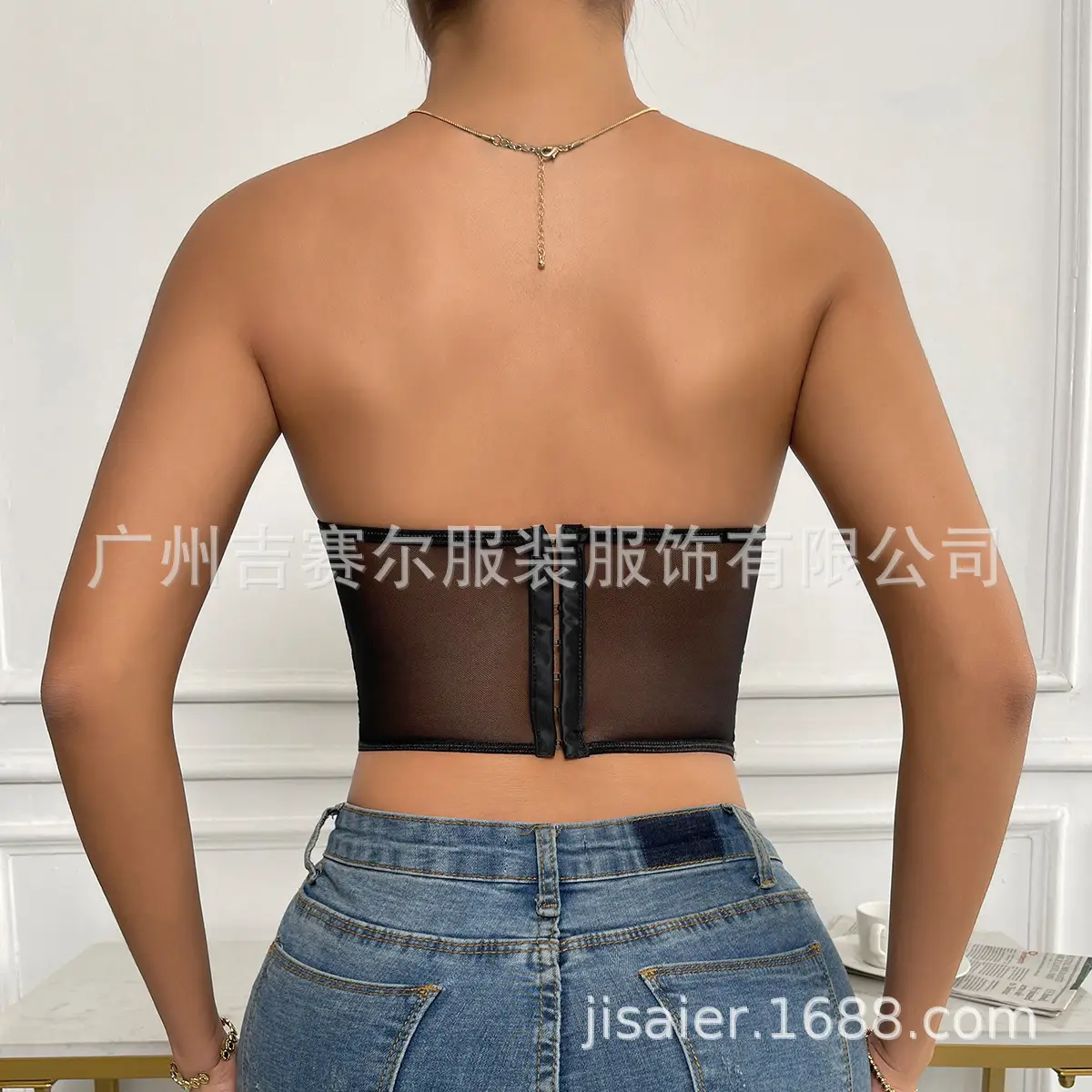 2023 Lace Mesh Rose Strapless Vest Spot 9434 — feature 12