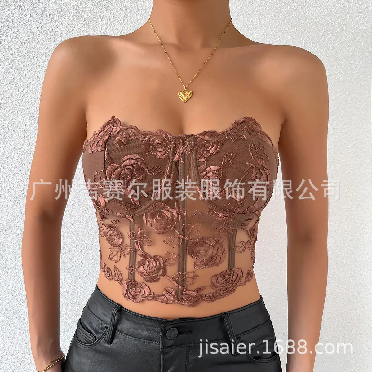 2023 Lace Mesh Rose Strapless Vest Spot 9434 — feature 16