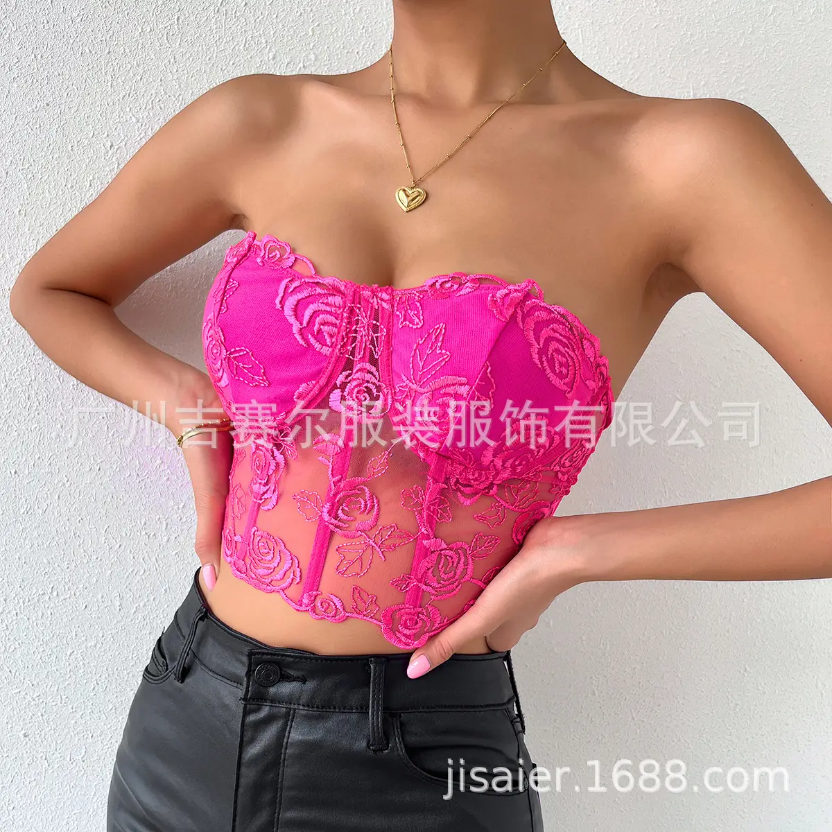 2023 Lace Mesh Rose Strapless Vest Spot 9434 — feature 19