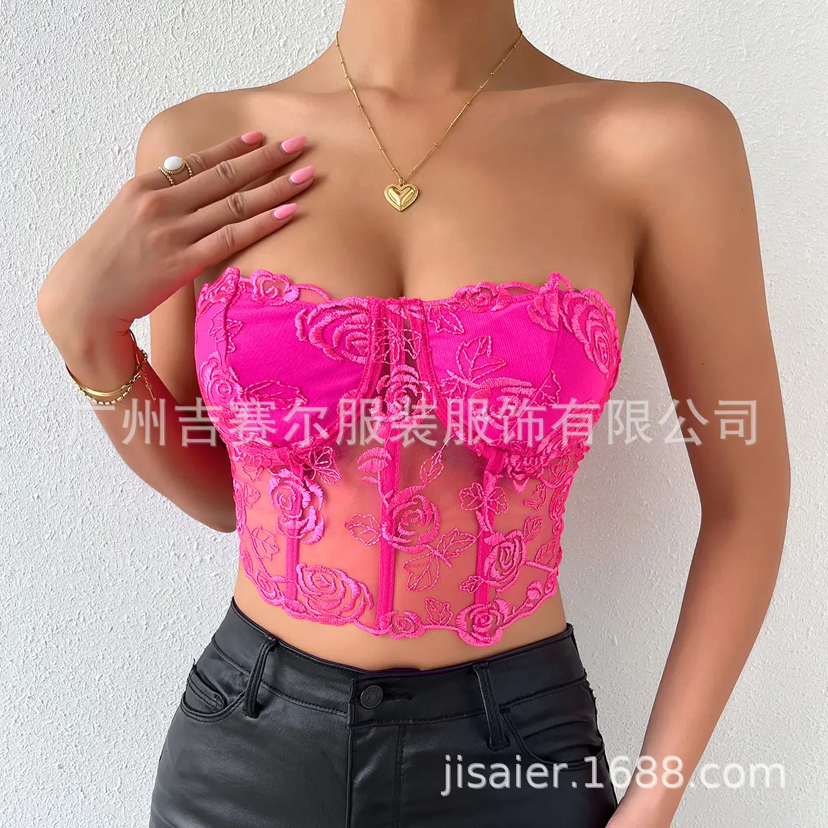 2023 Lace Mesh Rose Strapless Vest Spot 9434 — feature 20