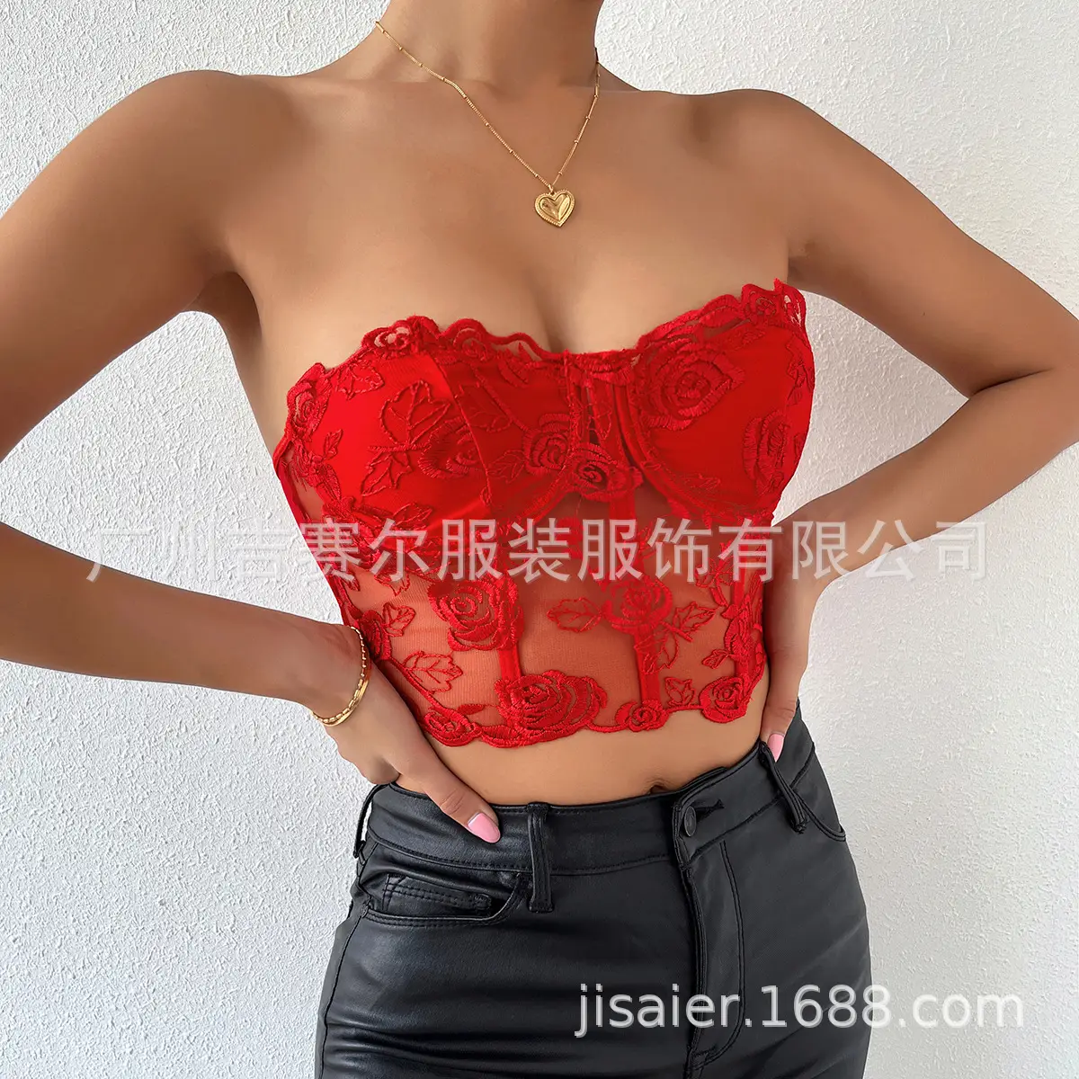 2023 Lace Mesh Rose Strapless Vest Spot 9434 — feature 23
