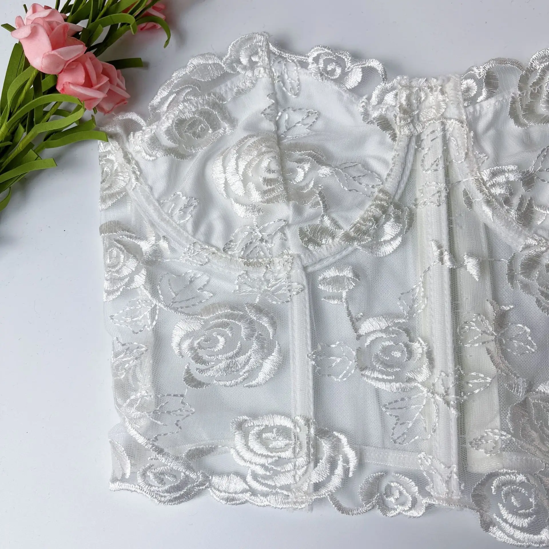 2023 Lace Mesh Rose Strapless Vest Spot 9434 — feature 33