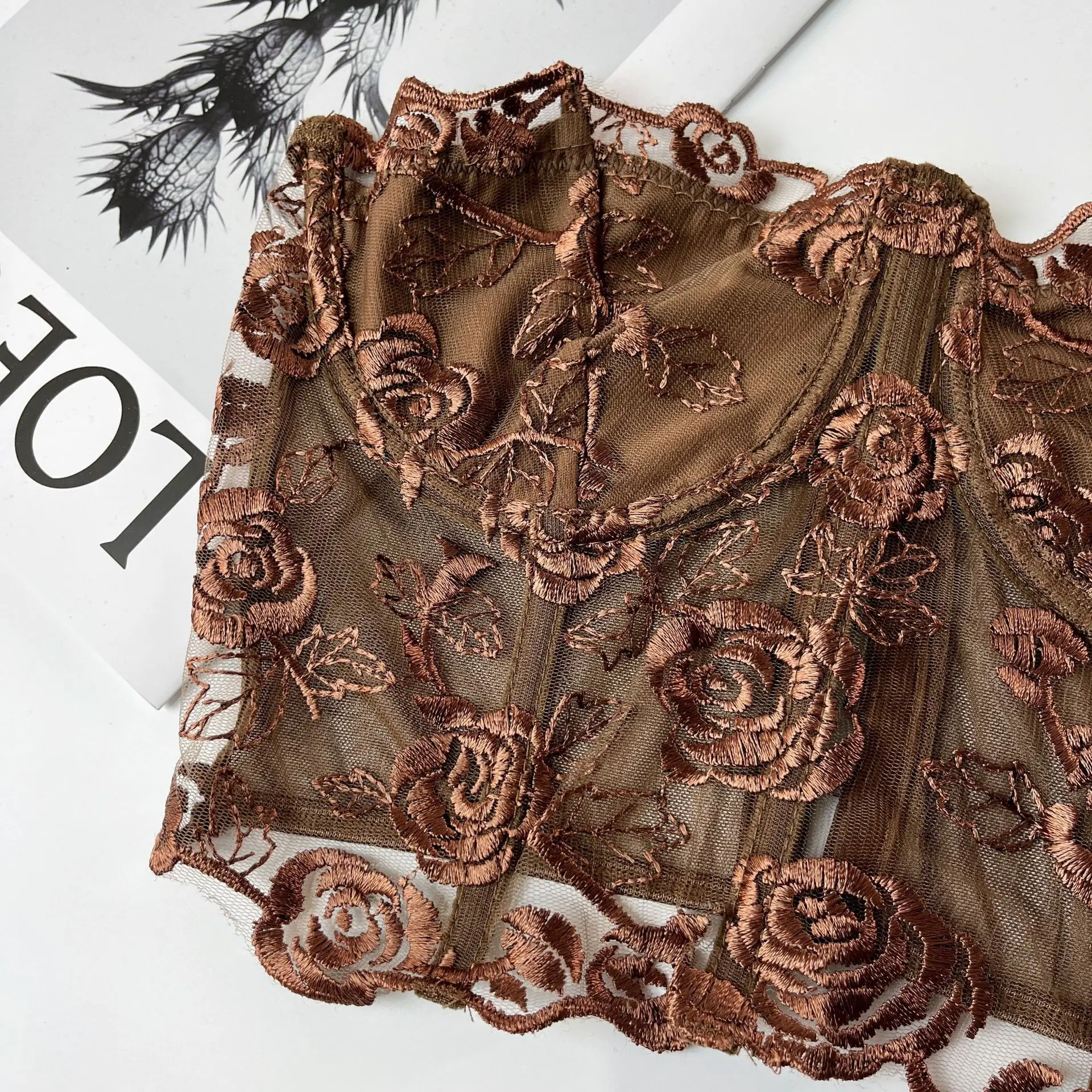 2023 Lace Mesh Rose Strapless Vest Spot 9434 — feature 36