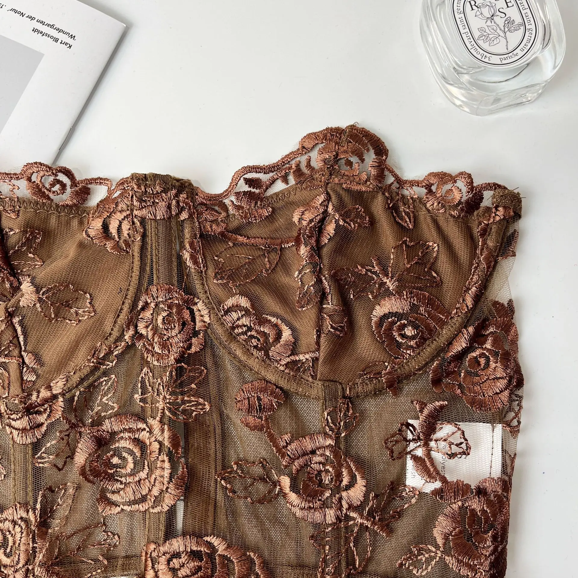 2023 Lace Mesh Rose Strapless Vest Spot 9434 — feature 37