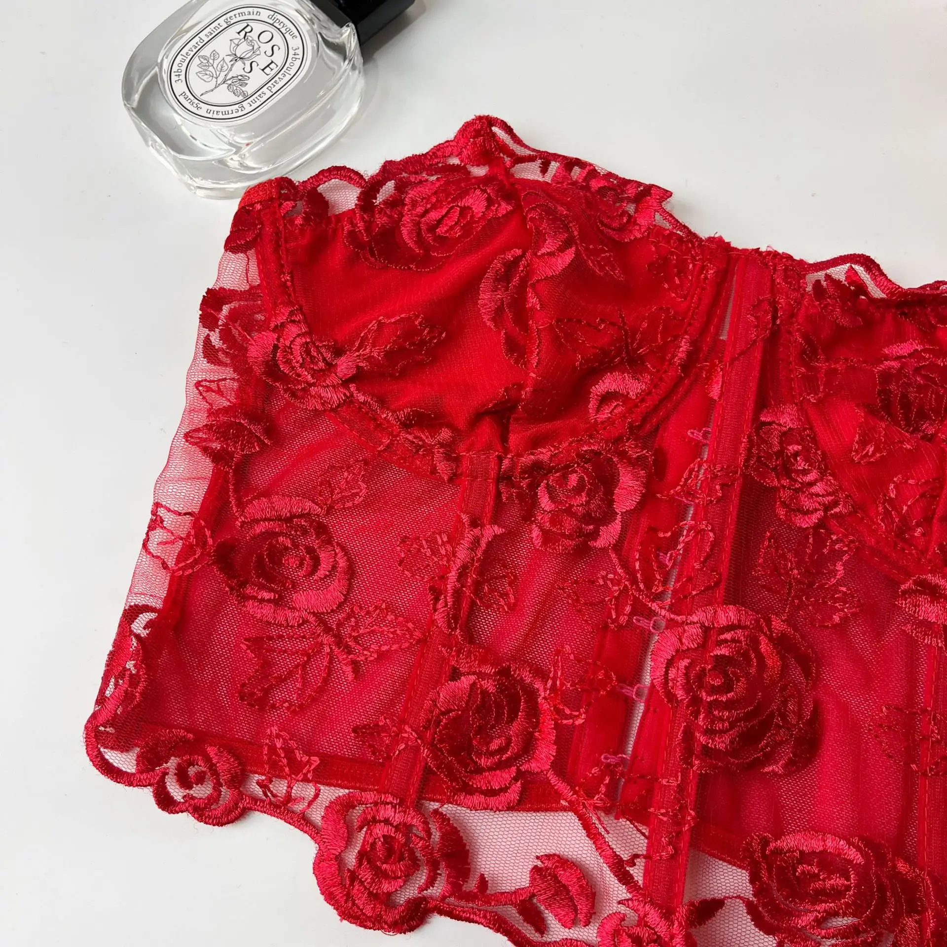 2023 Lace Mesh Rose Strapless Vest Spot 9434 — feature 42