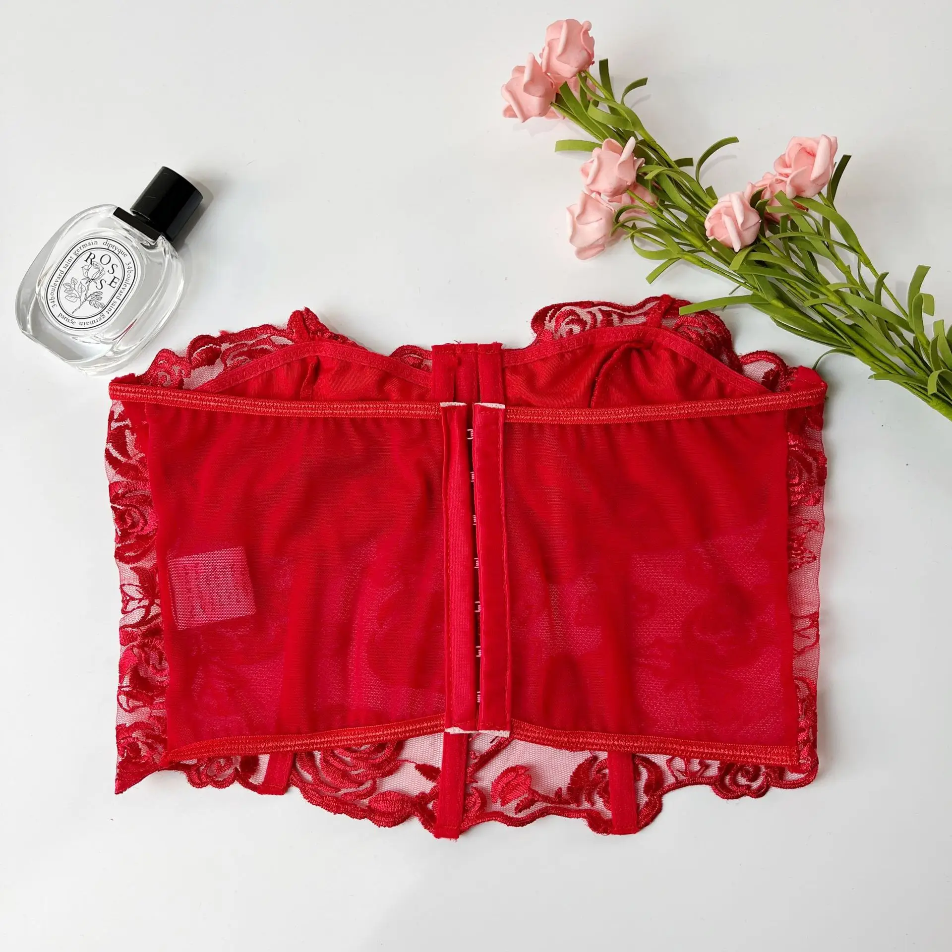 2023 Lace Mesh Rose Strapless Vest Spot 9434 — feature 43