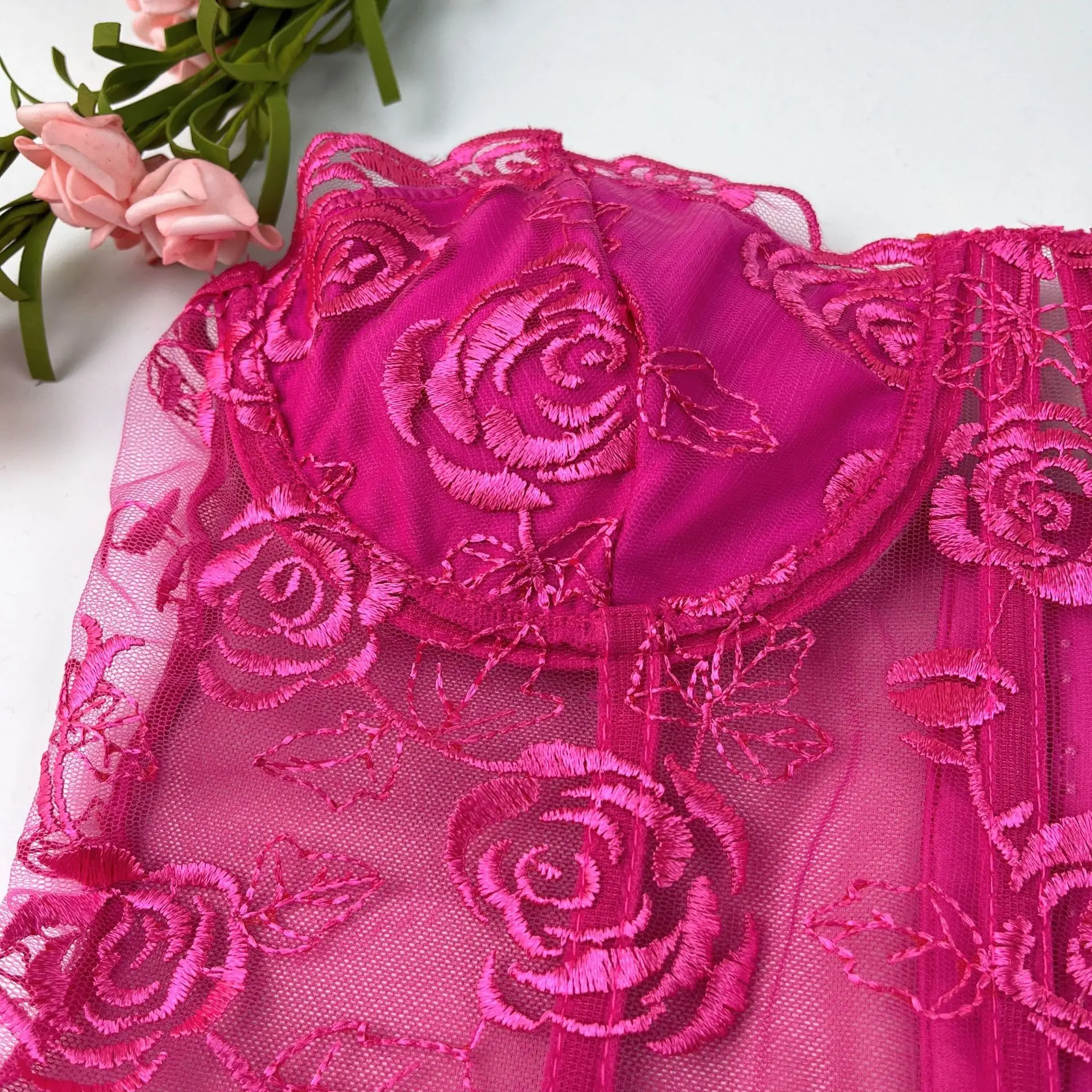 2023 Lace Mesh Rose Strapless Vest Spot 9434 — feature 46