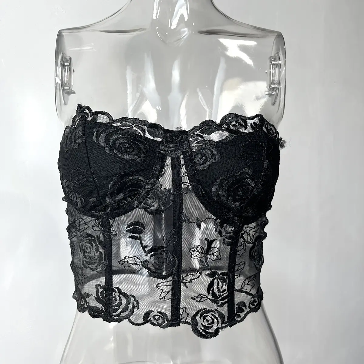 2023 Lace Mesh Rose Strapless Vest Spot 9434 — feature 48