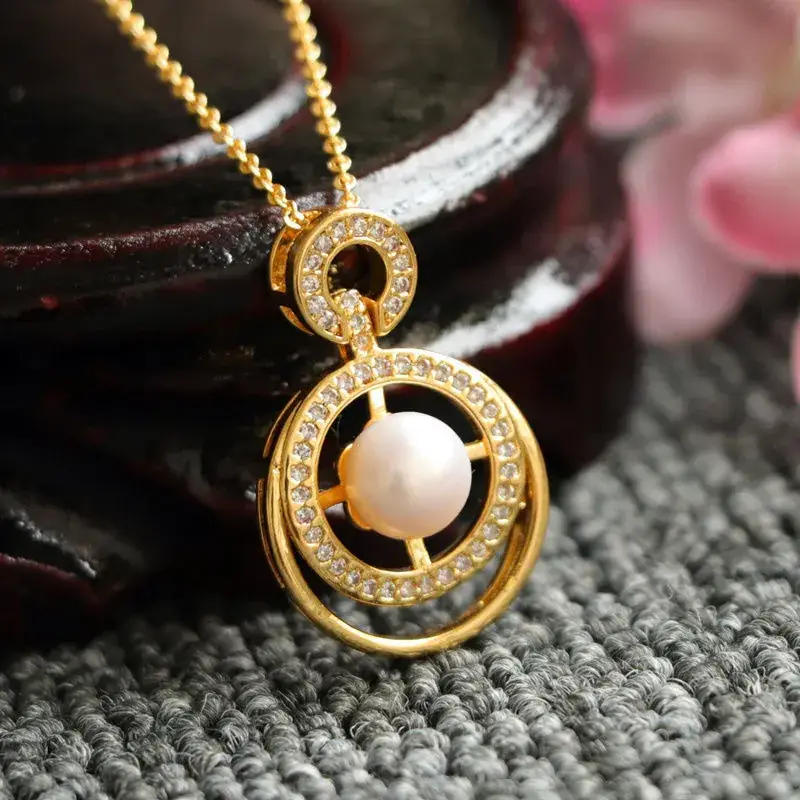 Juanyu Pearl Windmill Necklace Gold Chain - Image 6