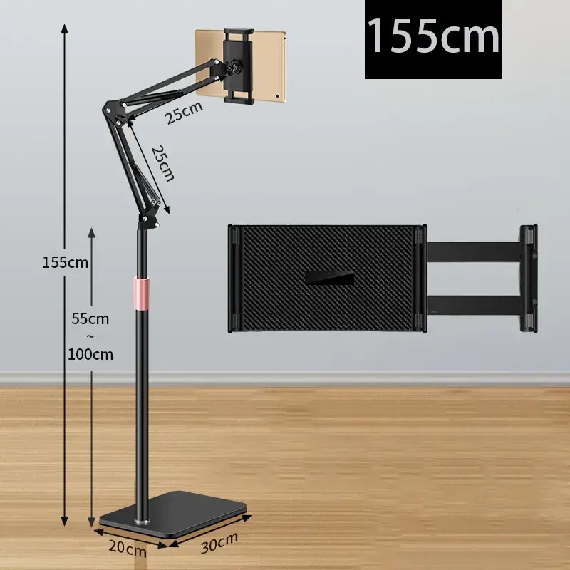 Telescopic-cantilever -155 height-Black -11 inch mobile phone tablet clip