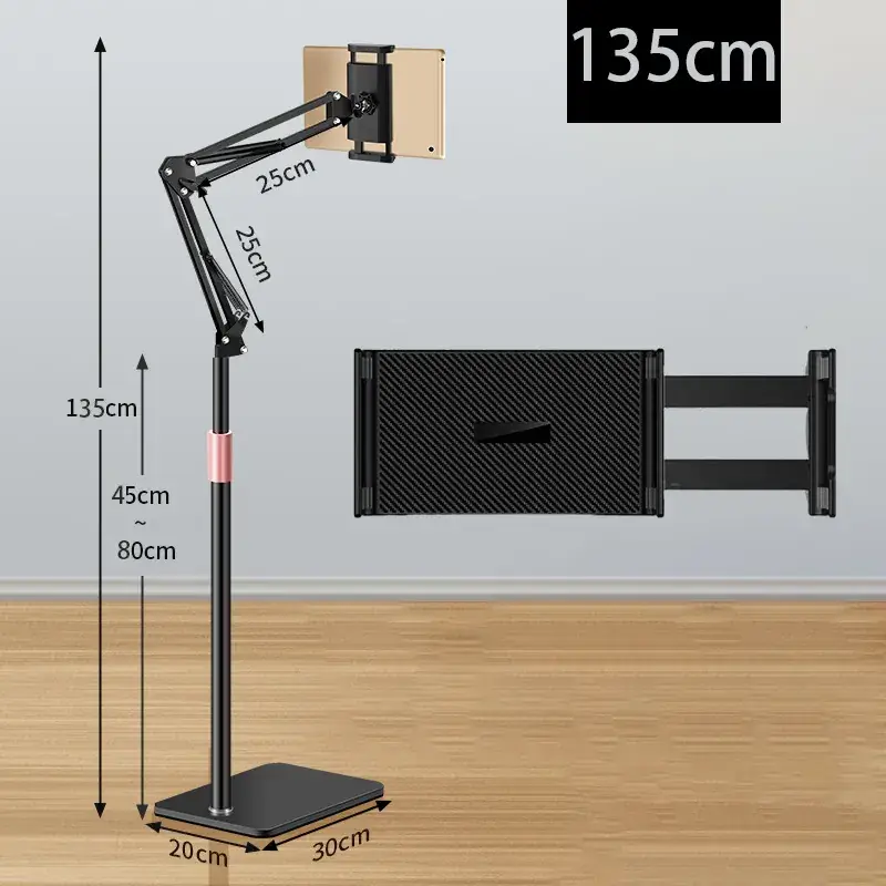 Telescopic-cantilever -135 height-Black -11 inch mobile phone tablet clip