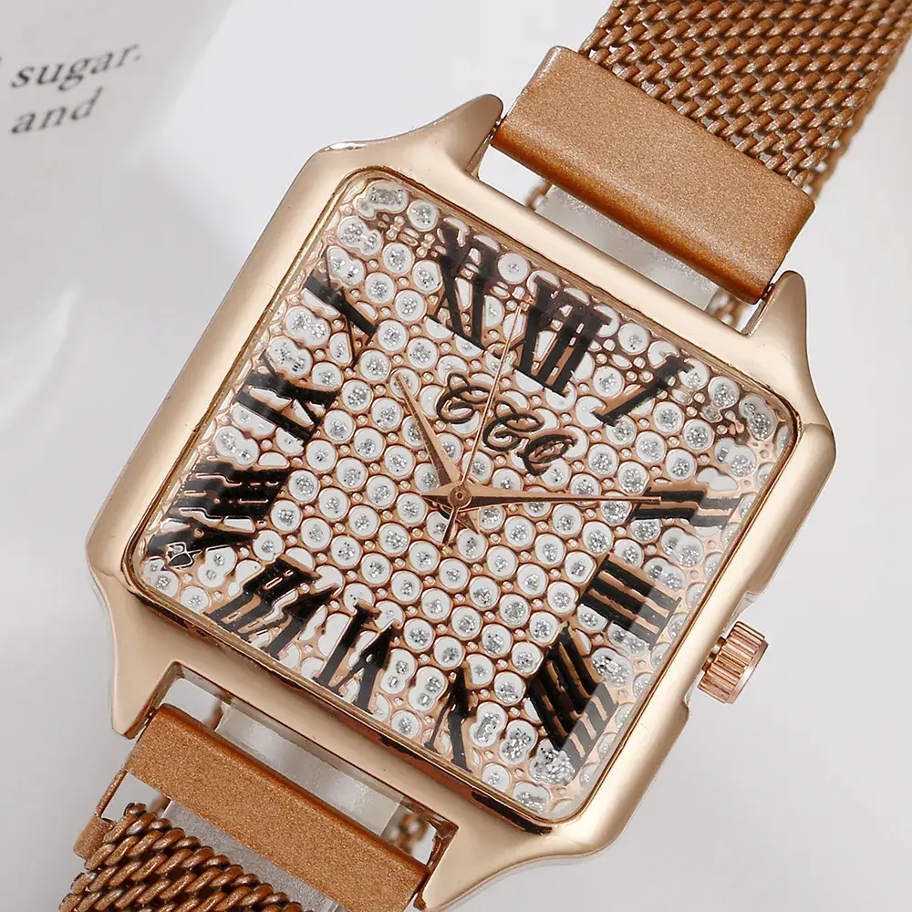 Luxury Rose Gold Women's Quartz Watch with Diamond Dial - Image 5