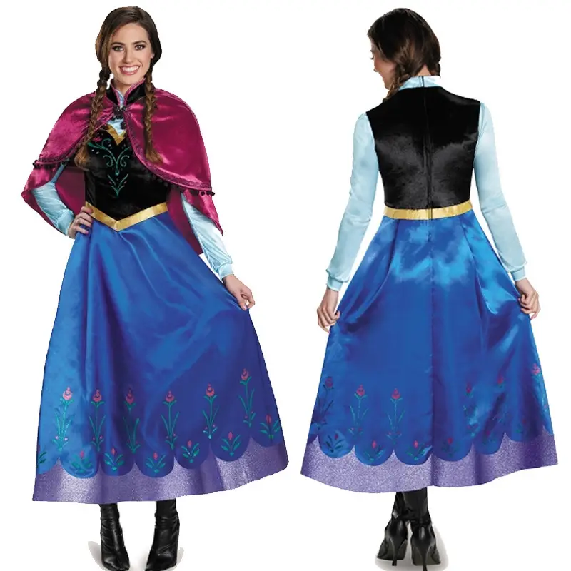 Halloween Adult Costume Frozen Cosplay Masquerade Clothes Elsa Anna Princess Dress