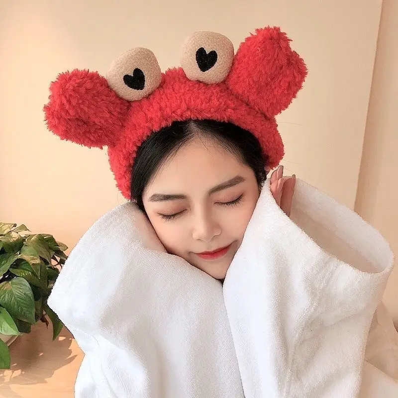 Yellow Cute Crab Face Washing Headband for Girls - Image 8