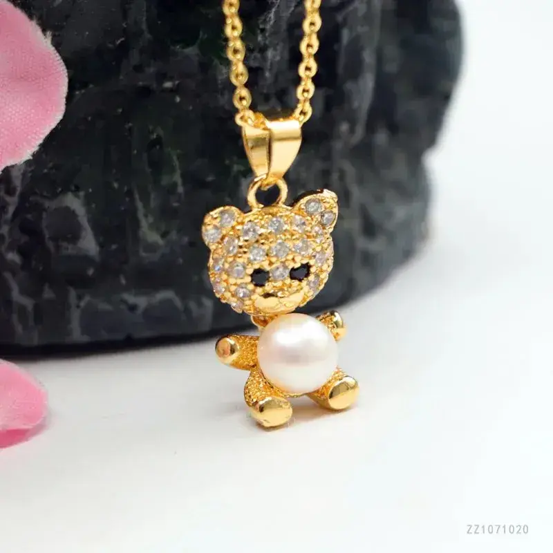 Guan Yu Freshwater Pearl Bear Pendant Necklace for Women - Image 4