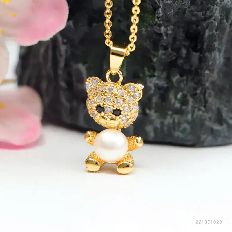 Guan Yu Freshwater Pearl Bear Pendant Necklace for Women - Image 5