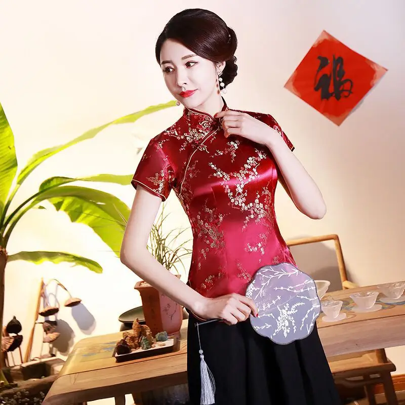 Jasper Lady's Blue Retro Cheongsam Top - Image 106