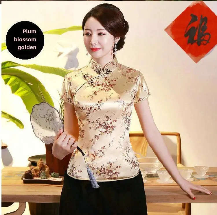 Jasper Lady's Blue Retro Cheongsam Top - Image 82