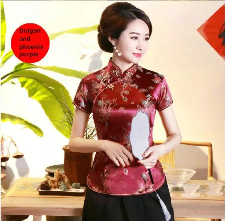 Jasper Lady's Blue Retro Cheongsam Top - Image 14