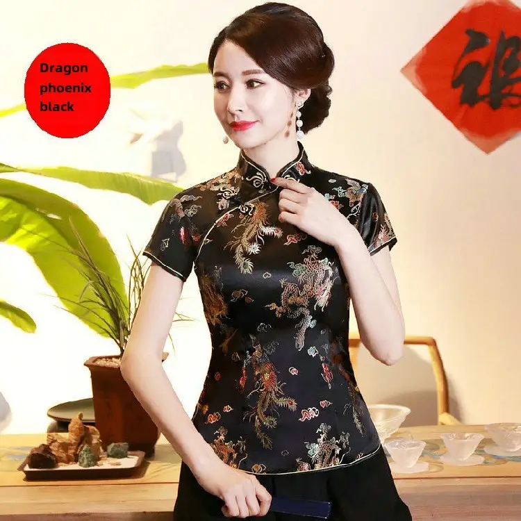 Jasper Lady's Blue Retro Cheongsam Top - Image 34
