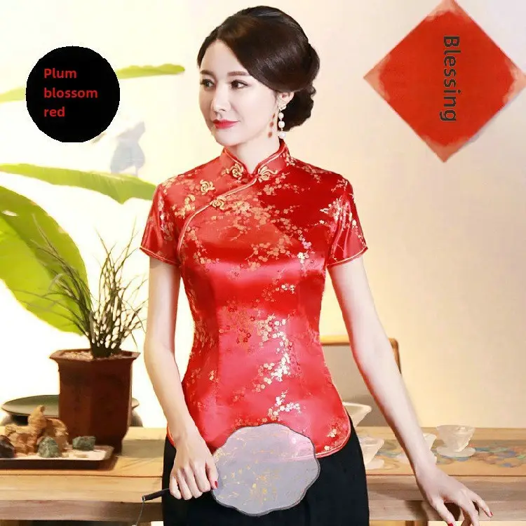 Jasper Lady's Blue Retro Cheongsam Top - Image 48