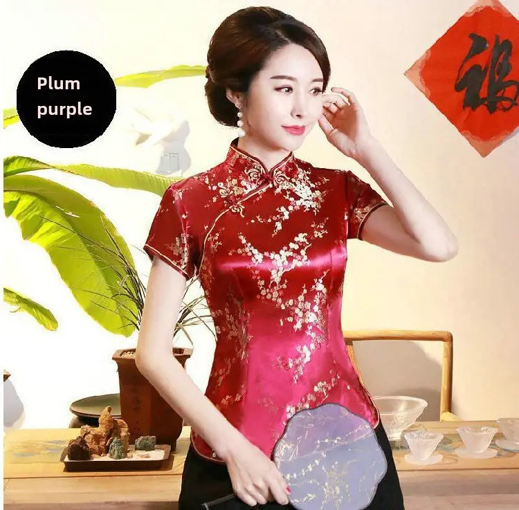 Jasper Lady's Blue Retro Cheongsam Top - Image 56