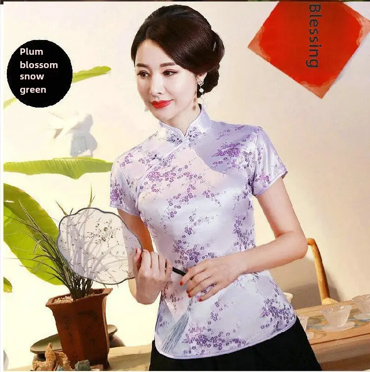 Jasper Lady's Blue Retro Cheongsam Top - Image 66