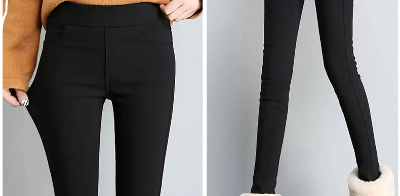 Women's Black Fleece Leggings Warm Winter Wear — feature 26