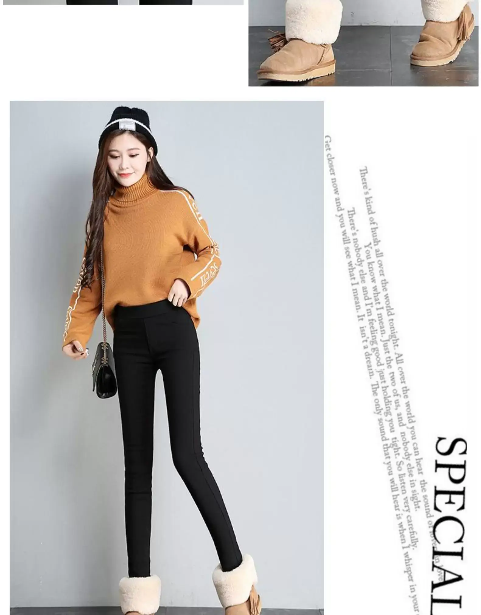 Women's Black Fleece Leggings Warm Winter Wear — feature 27